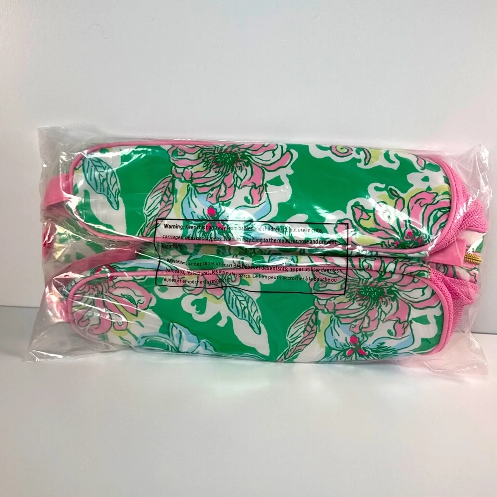 Lilly Pulitzer Designer Travel Shoe Bag Spearmint Blossom Views - Picture 7 of 7